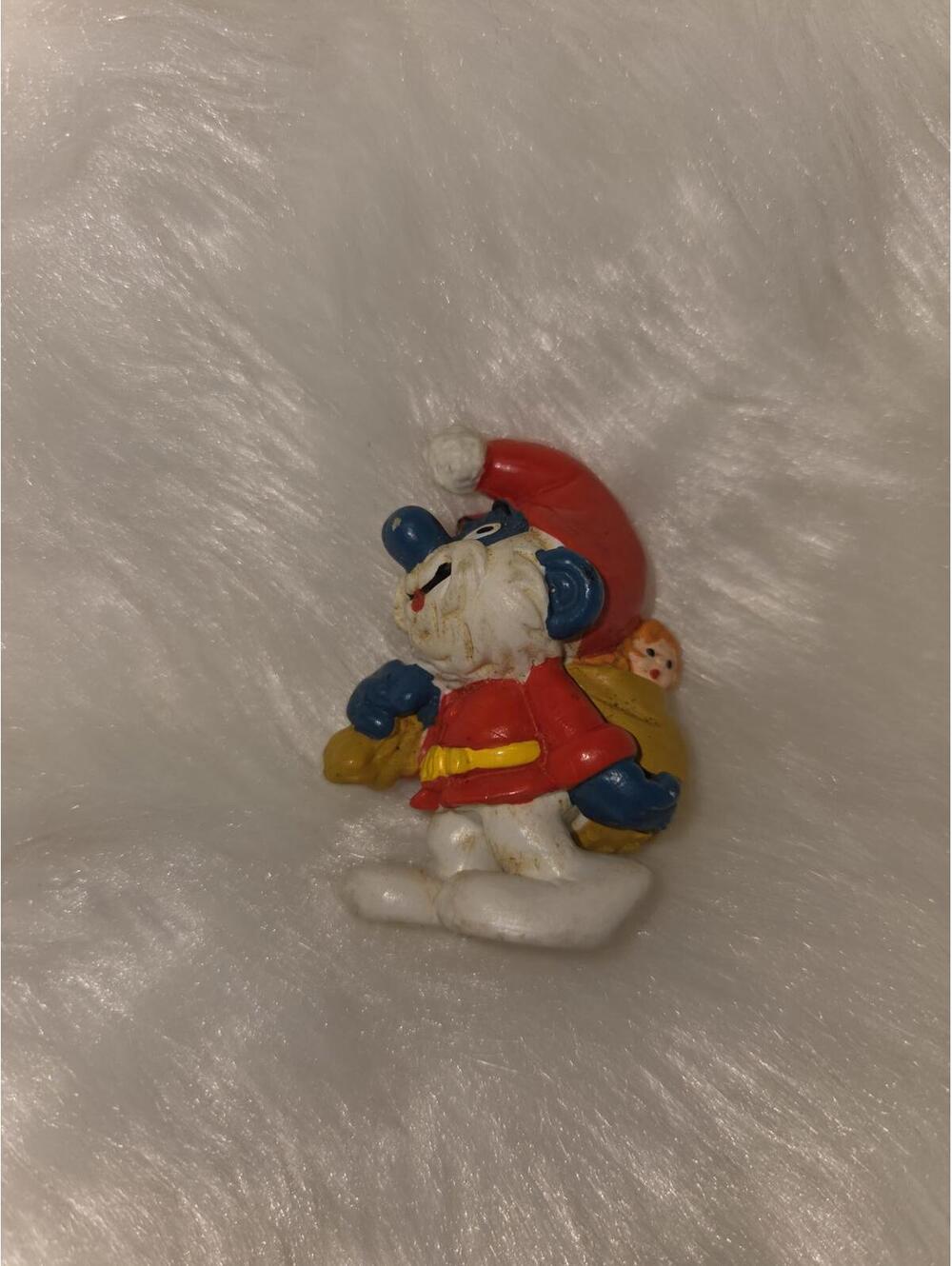 Vintage 1981 Schleich Christmas Papa Smurf Figurine with Sack